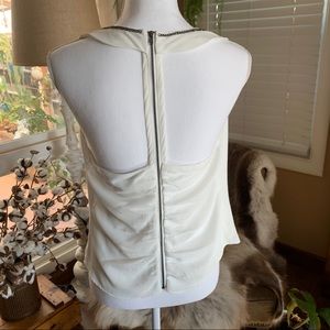 💚2/$10 Lovestitch Zip Racer Back White Tank Top with Chain Top
